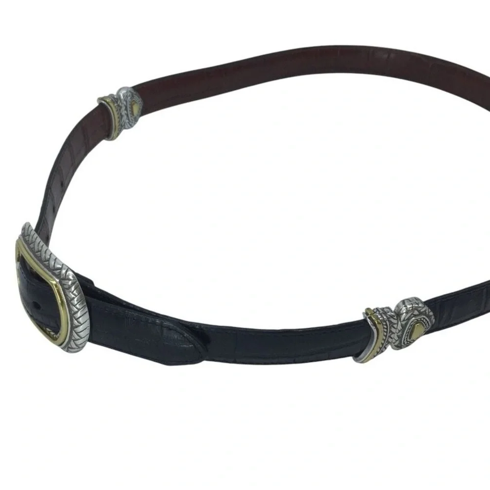 Brighton Reversible Black/Brown Croc Print 1